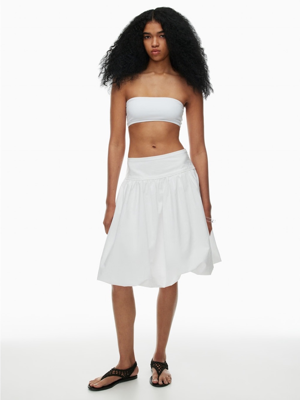 Women’s White Baloon Midi Skirt